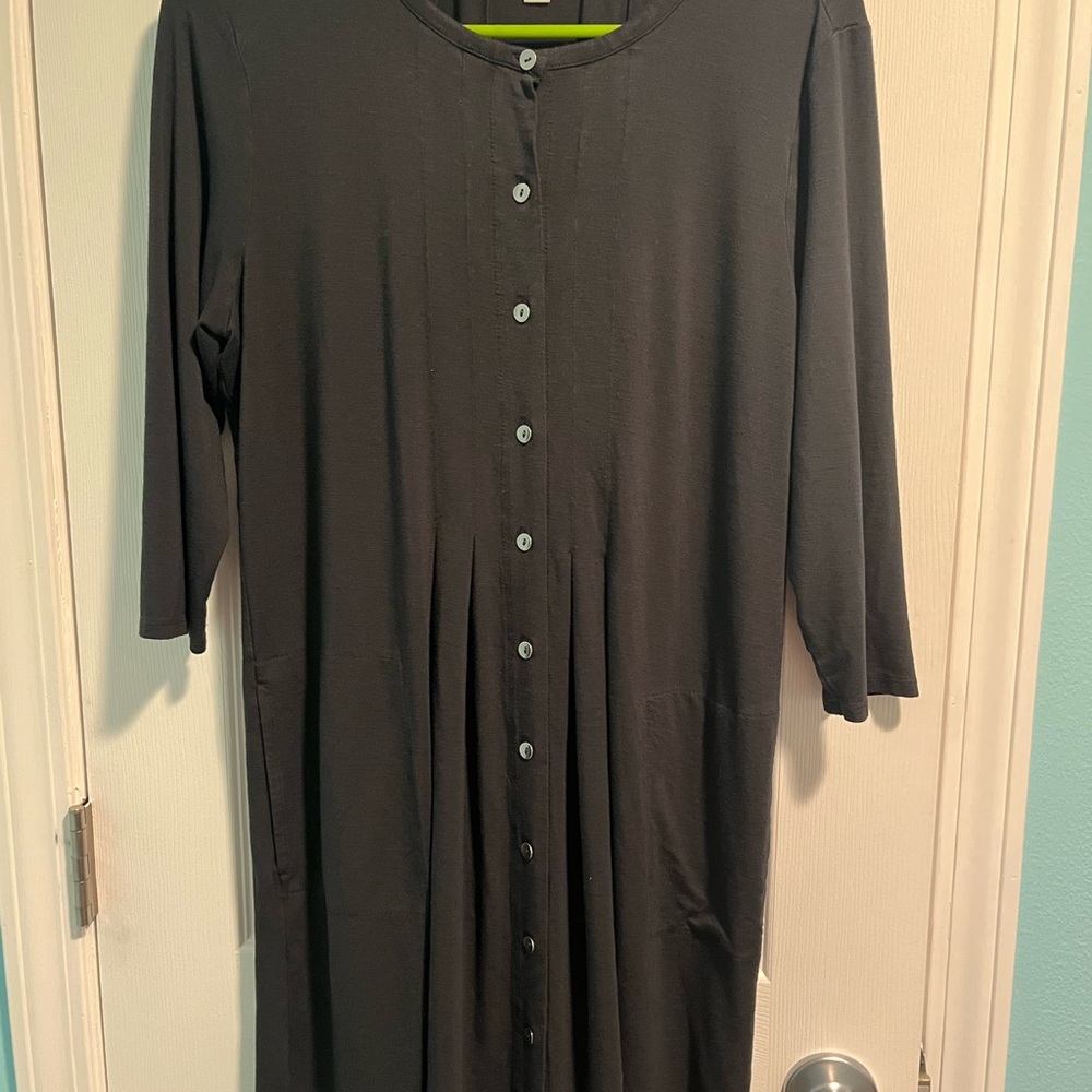 Elegant Black Button-Down Dress